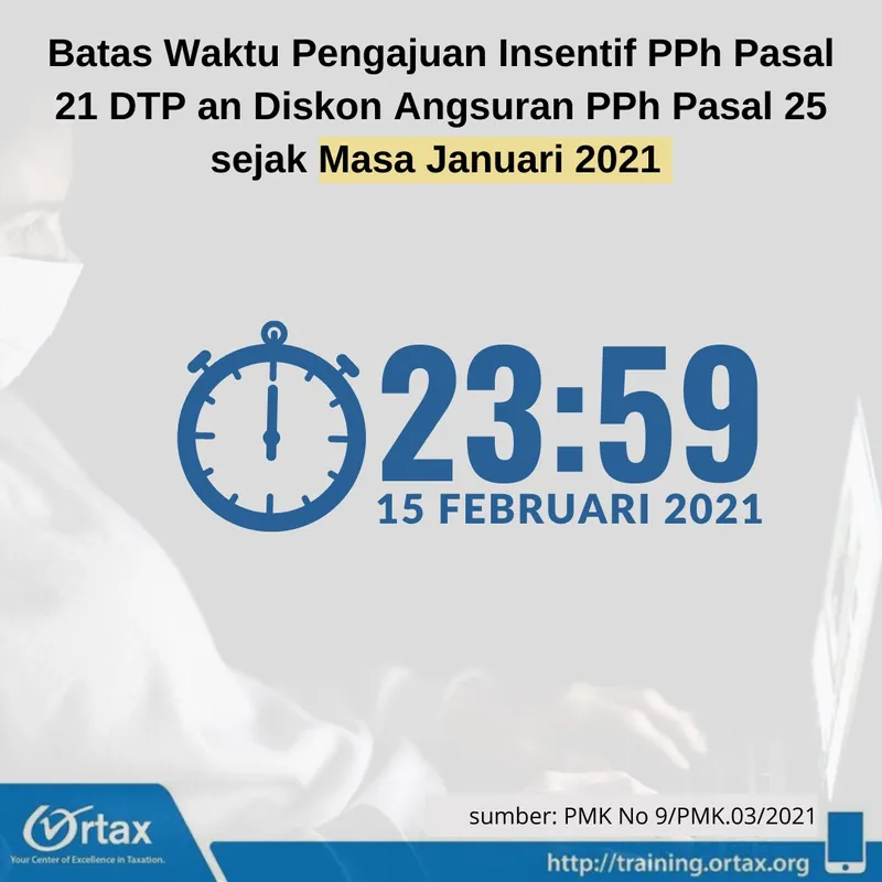 Batas Waktu Pengajuan Insentif PPh 21 DTP dan Diskon Angsuran PPh Pasal 25 sejak Masa Januari 2021