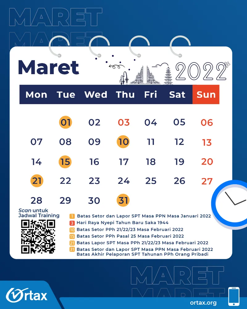 Kalender Pajak Bulan Maret 2022