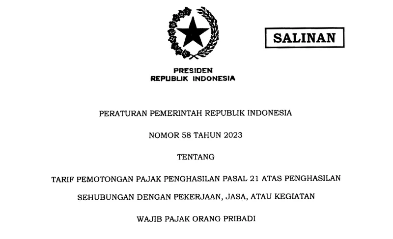 Pemerintah Rilis Aturan Terkait Tarif Efektif PPh Pasal 21