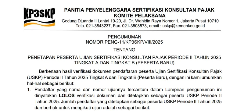 USKP Periode II 2025: 2.808 Peserta Dinyatakan Lolos Verifikasi